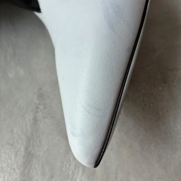 Super Soft Black & White Nappa Leather Fold Over Ankle Boots 39.5/9 -NWD - Picture 8 of 16